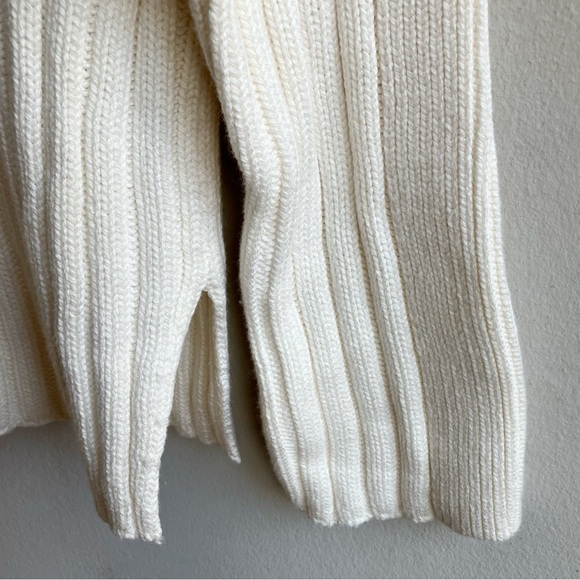 Abercrombie & Fitch Ribbed Knit Mock Neck Pullover Sweater Size M Ivory Cotton - Picture 7 of 14